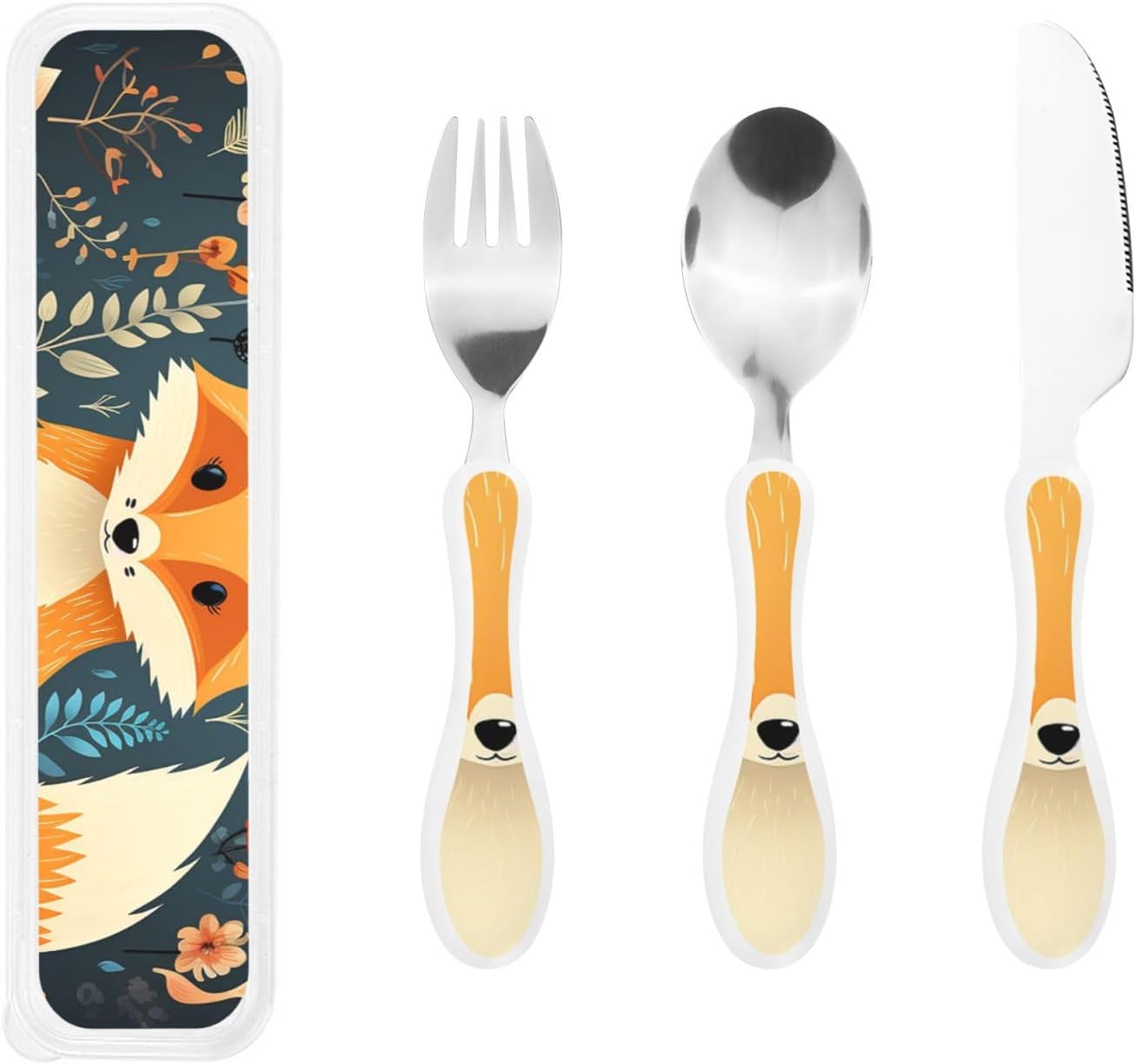 3-Piece Kids Silverware Set With Storage Case, Stainless Steel Reusable Children Safe Knife Spoon Fork Set Blue Active Girl Running Sunset Children Flatware Set For Kids Lunch Box - Colors B