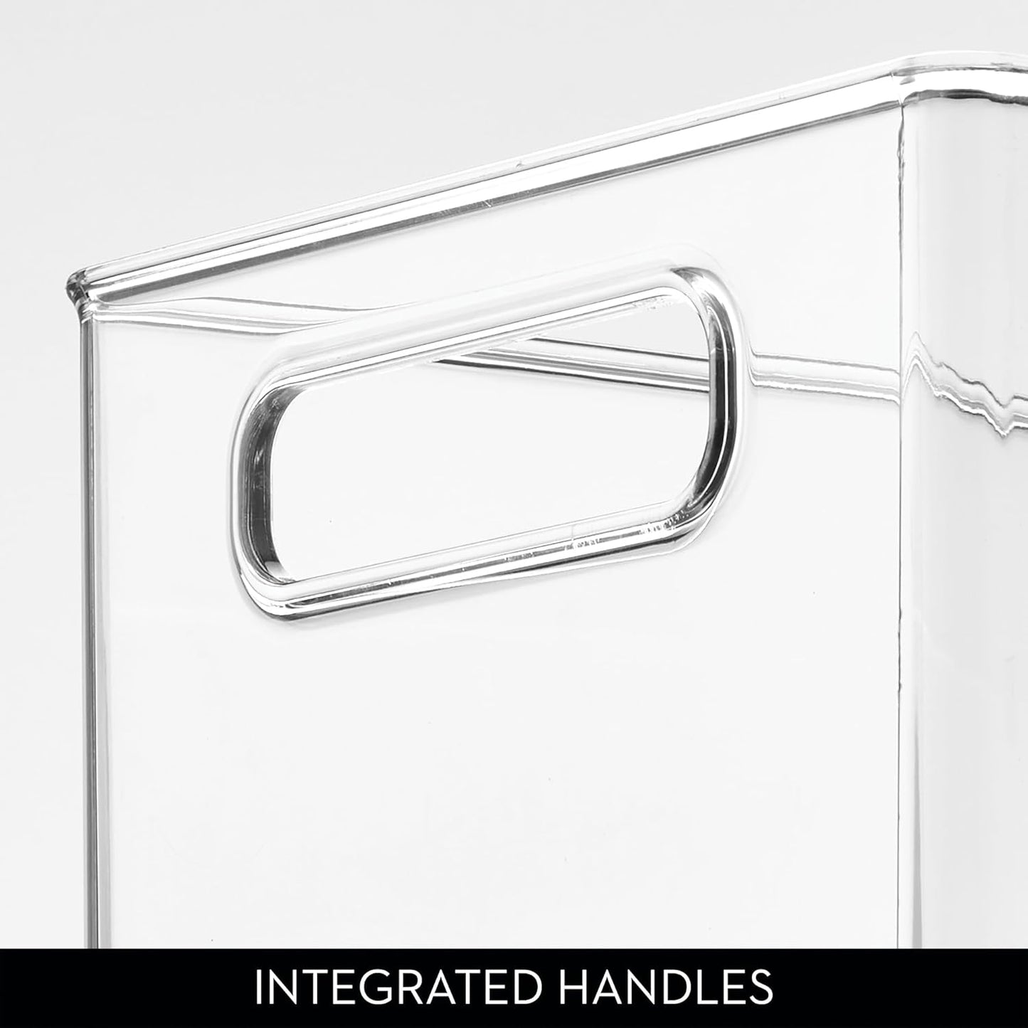 iDesign Kitchen Binz BPA-Free Plastic Deep Stackable Organizer with Handles - 8" x 6" x 14.5", Clear