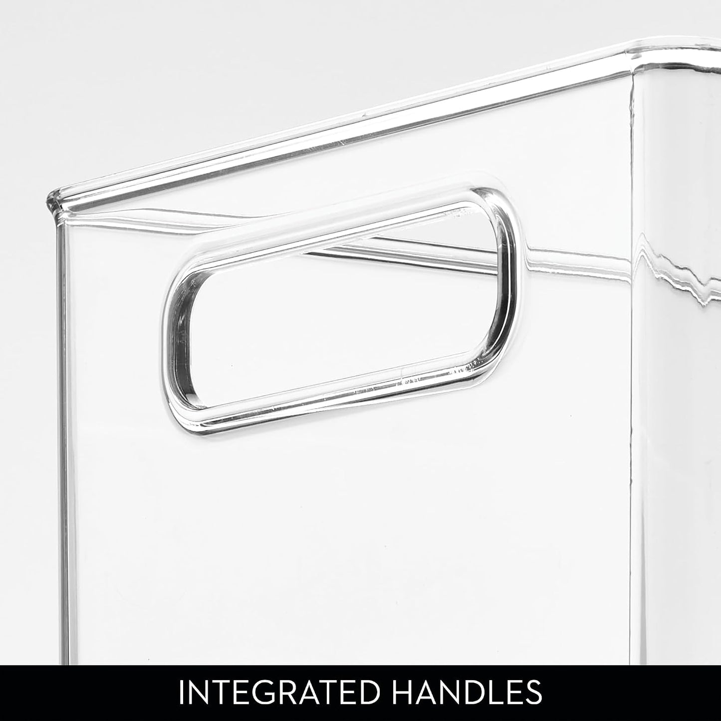 iDesign Stackable Fridge Bin, Set of 4, Clear | Kitchen Storage Bin, For Pantry, Cabinets, or Fridge