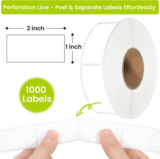 Ortarco 1000 Pcs Removable Food Labels Stickers for Storage Bins, Waterproof & Oil Resistant Freezer Labels with Perforation Line 1" x 2"