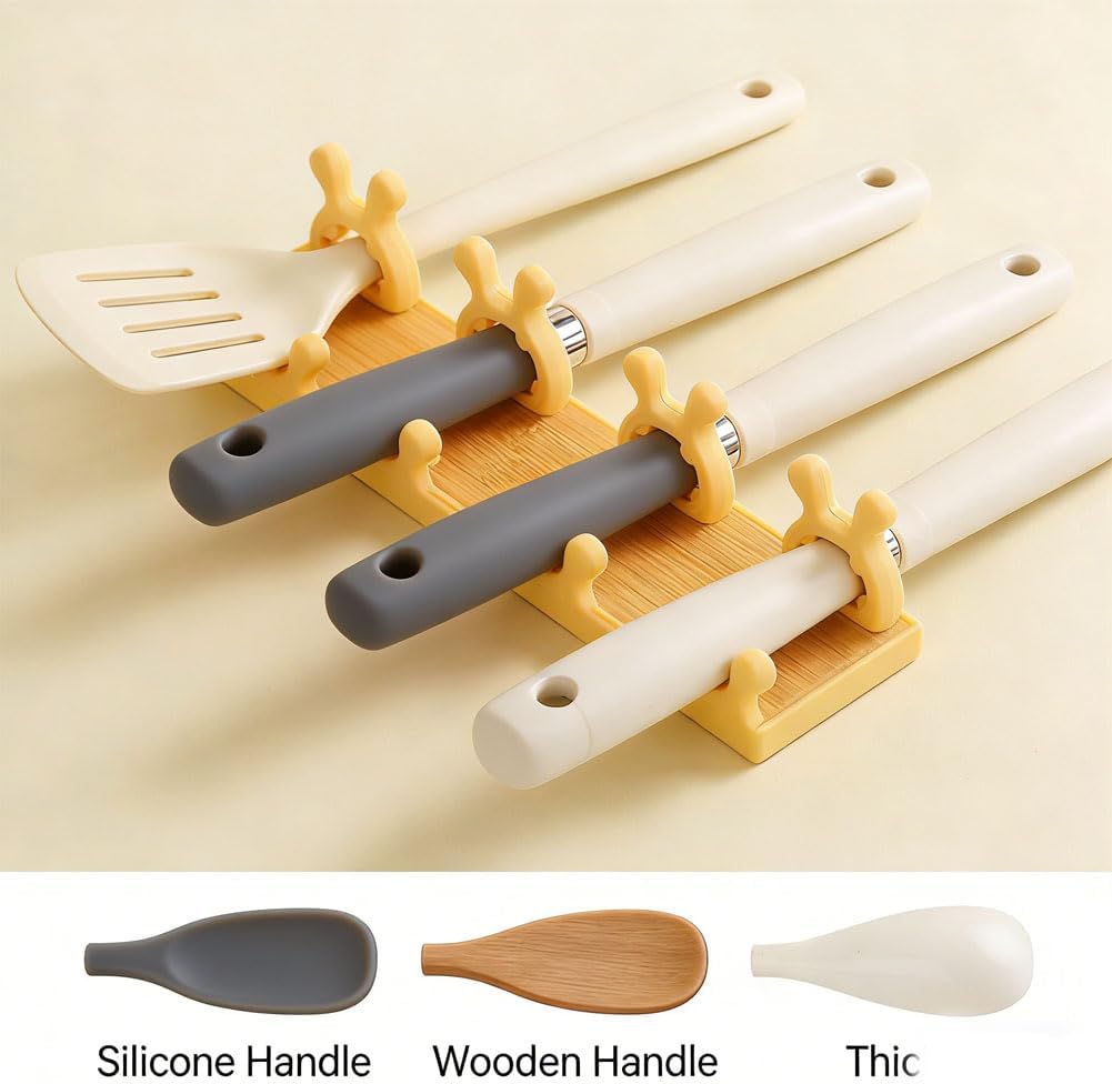 Multifunction Silicone Pot Handle Spatula Rack, Multifunctional Stove Top Organizer, Anti-Scald Utensil Holder & Steam Releaser, Prevents Boil-Overs & Keeps Kitchen Clean