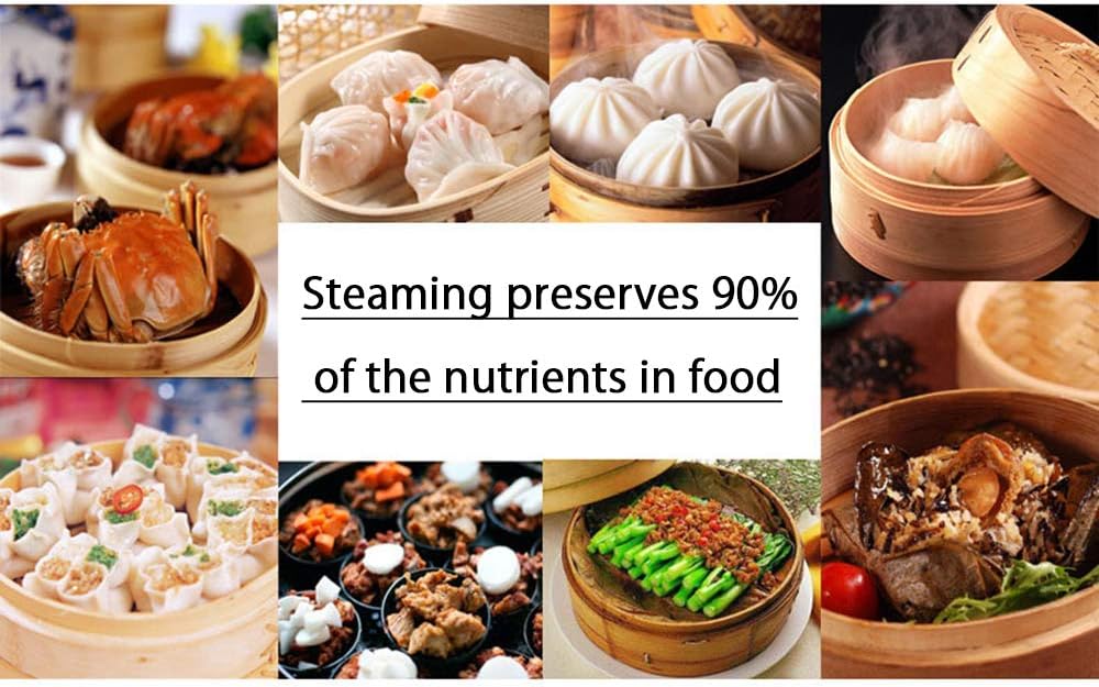 Bamboo Steamer Basket 10.6 Inch 3 Tier Dumpling Steamer Steam Pot