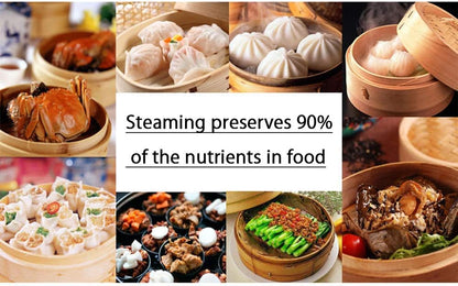 Bamboo Steamer Basket 10.6 Inch 3 Tier Dumpling Steamer Steam Pot
