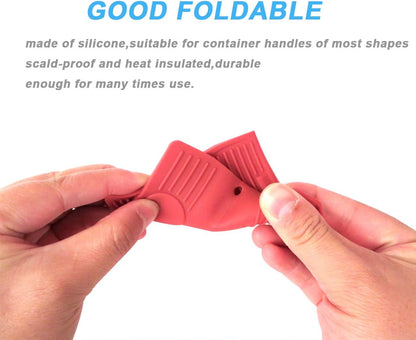 4 Pieces Non-Slip Silicone Hot Handle Holder and Assist Grips, Potholder for Cast Iron Skillets, Heat Resistant Handle Cover Sleeve for Frying Pans, Casserole, Cookware Handles (Black, Red)