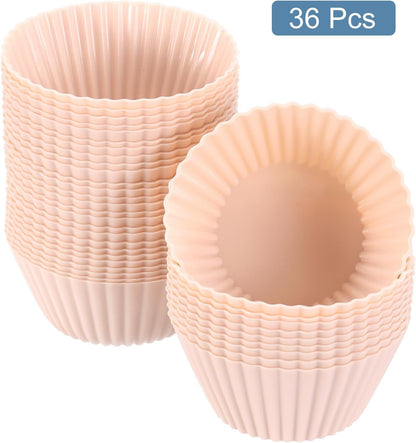 uxcell 18Pcs Silicone Cupcake Liners, Non-Stick Baking Cups, for Cooking Eggs, Baking Muffins and Make a Cake(Pink)