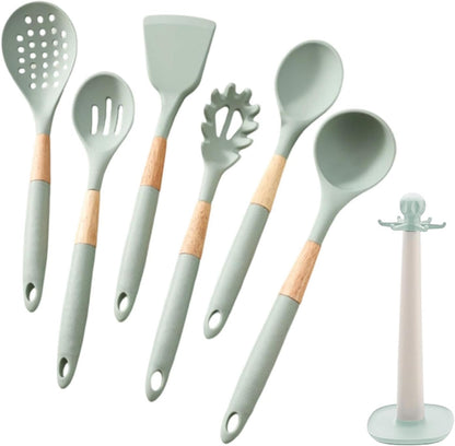 Cooking Utensils Set, With Holder, 1set, Silicone Kitchen Utensils Set, Silicone Spatulas, Food Grade Non Stick Coating Design, For Home Restaurant Camping