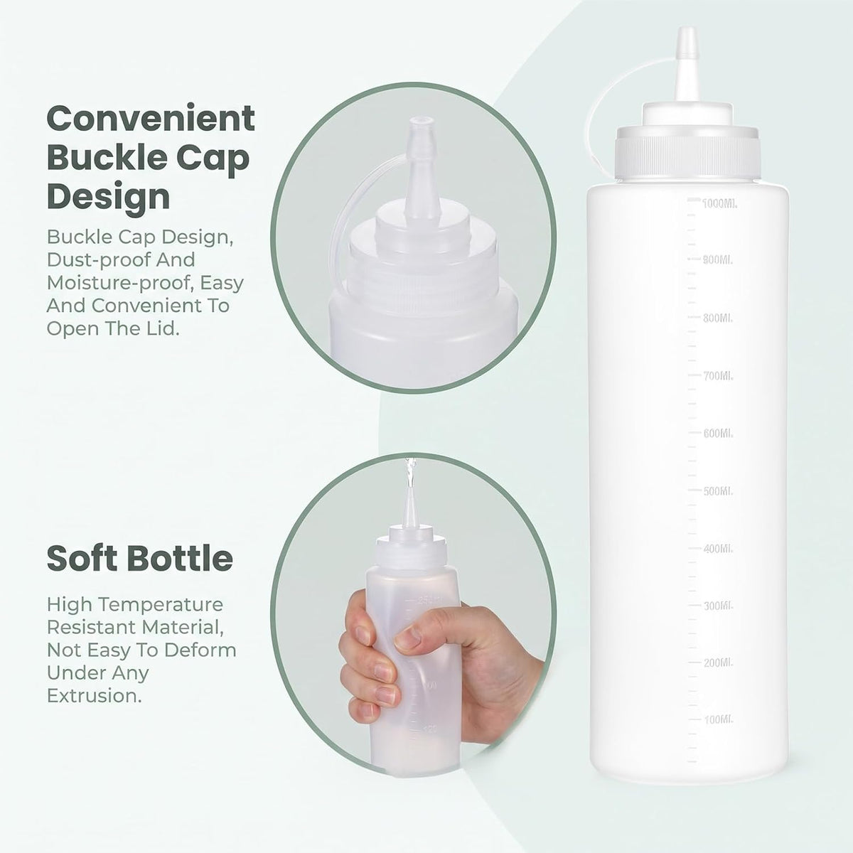 2 Pack 33oz Salad Dressing Shaker Bottle Condiment Squeeze Bottles