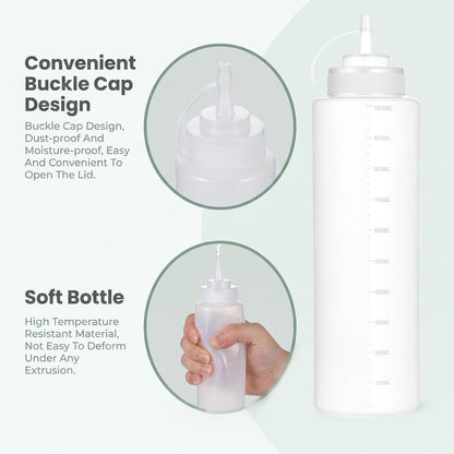 2 Pack 33oz Salad Dressing Shaker Bottle Condiment Squeeze Bottles