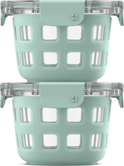 Ello Duraglass Glass Meal Prep Sets Leak-Proof Glass Food Storage Containers with Airtight BPA-Free Plastic Lids, Dishwasher, Microwave, and Freezer Safe