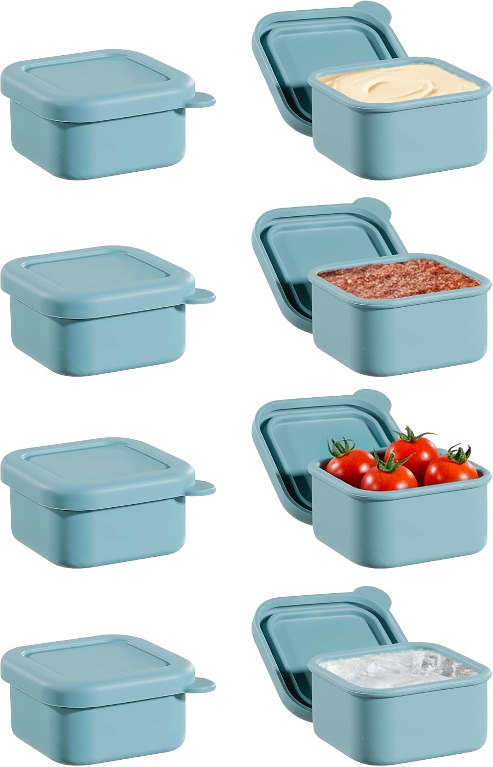 8 PCS 2 Cup Silicone Freezer Molds With Lid, Reusable Silicone Soup Freezer Tray for Meal Prep, Food Storage Containers for Freezing Sauces, Stews, Ice Cream (Blue)