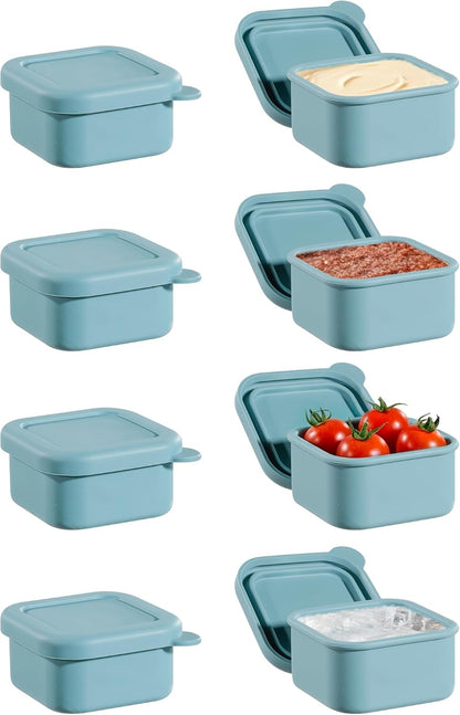 8 PCS 2 Cup Silicone Freezer Molds With Lid, Reusable Silicone Soup Freezer Tray for Meal Prep, Food Storage Containers for Freezing Sauces, Stews, Ice Cream (Blue)