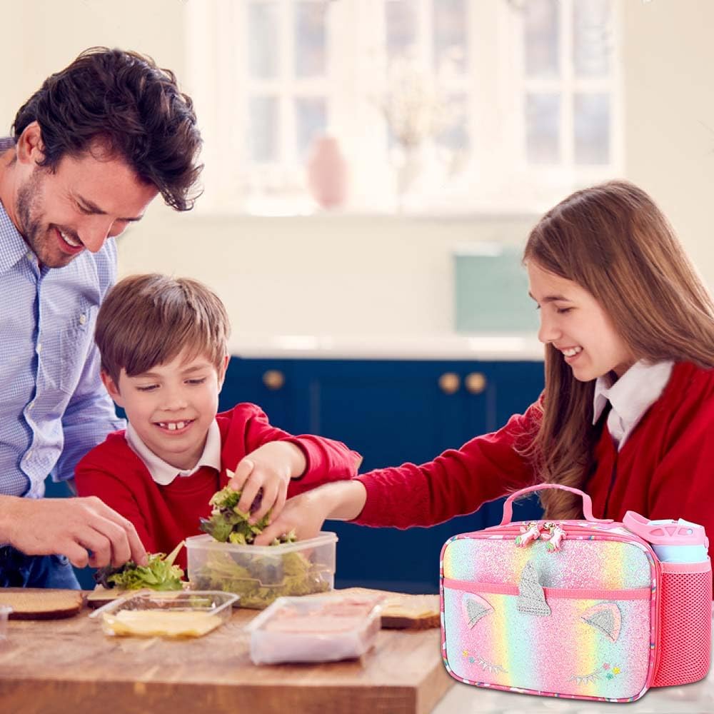 RHCPFOVR Kids Lunch Bag - Insulated Lunch Box for Boys Girls,Washable Lunch Bag and Reusable Toddler Leak-proof Lunchbox for School and Daycare - Colors A