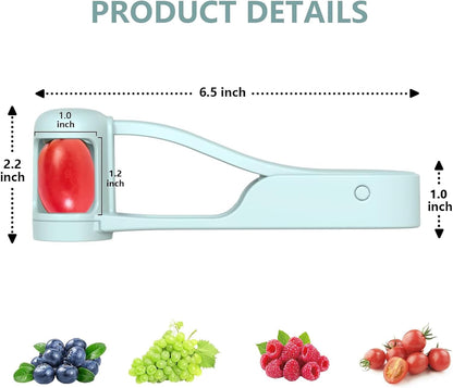 WhiteRhino Grape Cutter Grape Slicer for Toddlers,Grape Cherry Tomato Strawberry Cutter Quarter Slicer tool For Vegetable Fruit Salad Cake Decoration,Stainless Steel kitchen Gadget Fruit cutter(Bule)