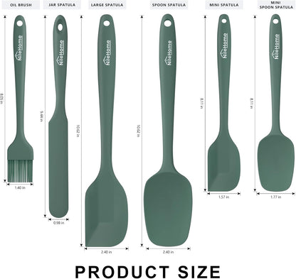 NileHome Silicone Spatula Set, 6 Pieces Food Grade Kitchen Utensils with Silicone Brush Heat Resistant Up to 600°F Dishwasher Safe BPA-Free Rubber Spatula for Scraping, Baking, Cooking, Mixing-Black