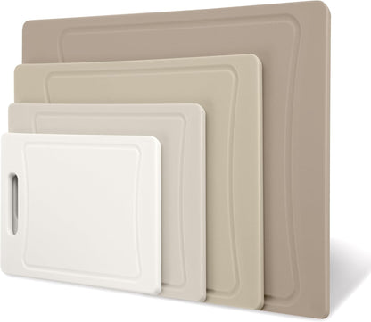 COOK WITH COLOR Non-Slip Cutting Board Set – Kitchen Essentials with Easy Grip Handle for Meat, Veggies, and Fruits, 3 Cutting Boards, Speckled White