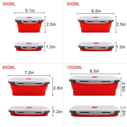 Guyuyii 4 Pack Space-Saving Collapsible Food Storage Containers with Lids | 12/17/27/40 oz Food-Grade Silicone Set for RV, Camping, Meal Prep, Small Kitchens - Microwave/Freezer/Dishwasher Safe