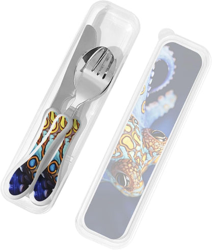3-Piece Kids Silverware Set With Storage Case, Stainless Steel Reusable Children Safe Knife Spoon Fork Set Ballroom Dance Children Flatware Set For Kids Lunch Box