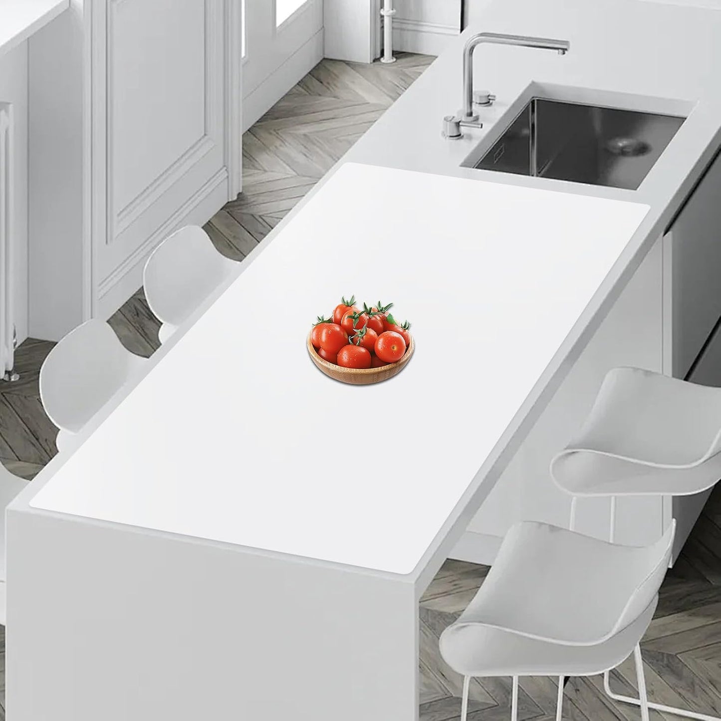72''x16'' Extra Large Silicone Mat for Kitchen Counter, Heat Resistant Countertop Protector, Non-Slip Waterproof Kitchen Island Mat, Easy to Clean, Light Gray