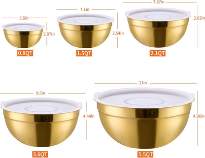 Pink Mixing Bowls with Airtight Lids, Stainless Steel Nesting Mixing Bowls Set of 7, Ideal for Baking, Prepping and Serving Food, Size 7, 3.6, 2.7, 2.1, 1.5, 1.1,0.8 QT, Stackable Design