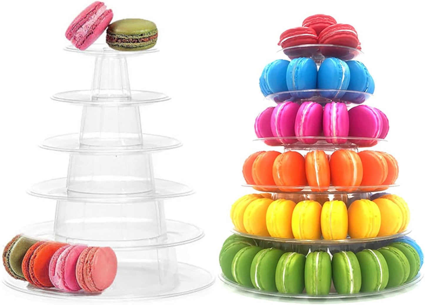 3 Tiers Round Cupcake Stand, Acrylic Cake Tower Stand Holder Macaron Display Rack Cookie Candy Buffet Desserts Platter with Base for Baby Shower, Birthday Party, Wedding, Party (3-Tiers with Base)