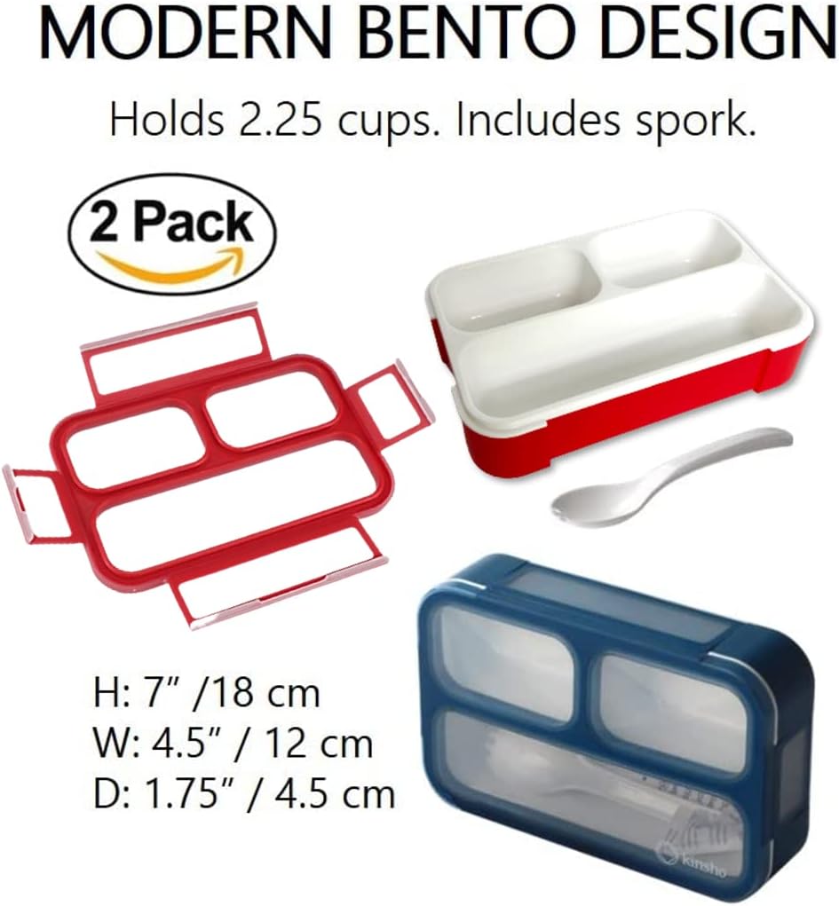 Small Snack Containers for Kids Toddlers - 3 Compartments (Set of 2) - Leak-Proof Reusable Boxes with Lids - BPA-Free Plastic Mini Bento Lunch Box - Holds 2 Cups Capacity (Pastel Blue+Teal Sparkle)