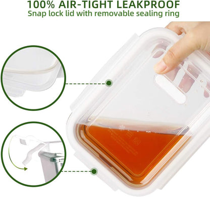 DAS TRUST 10 Pack Glass Meal Prep Containers Meal Prep Bowls Food Storage Containers Glass Food Prep Containers with Lids Lunch Container for Adults Lunch Box Bento Boxes