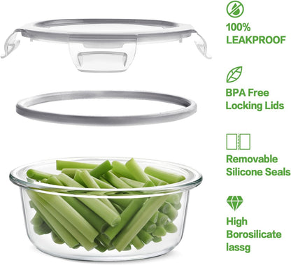 HOMBERKING 24pc Glass Food Storage Containers with Lids, Glass Meal Prep Containers, Airtight Bento Boxes, BPA Free & Leak Proof, Pantry Kitchen Storage(12 lids & 12 Containers) - Purple
