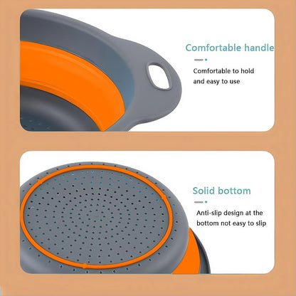 Collapsible Colander Set, 3 Pack Silicone Strainers for Kitchen-BPA Free Space Saving Design Dishwasher Safe Over Home Draining, Pasta Food Vegetables and Fruits