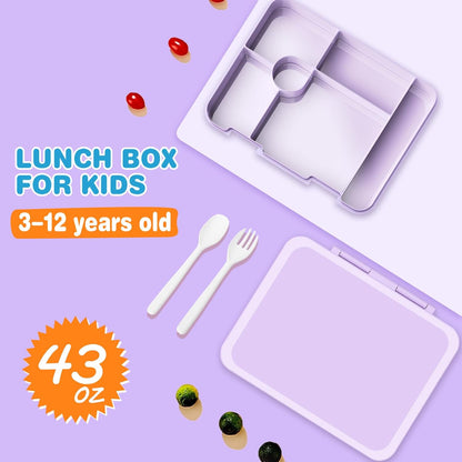 ACESAK Girls Backpack - Bento Box with Insulated Lunch Bag Pencil Case & Utensils Set for Kids, 6 Leakproof Compartments Removable Tray Lunches or Snack Container for School (Gray Daisy)