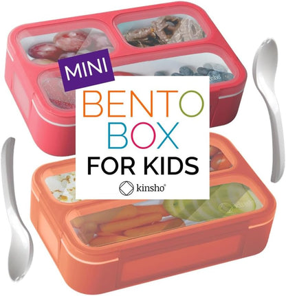 Small Snack Containers for Kids Toddlers - 3 Compartments (Set of 2) - Leak-Proof Reusable Boxes with Lids - BPA-Free Plastic Mini Bento Lunch Box - Holds 2 Cups Capacity (Pastel Blue+Teal Sparkle)