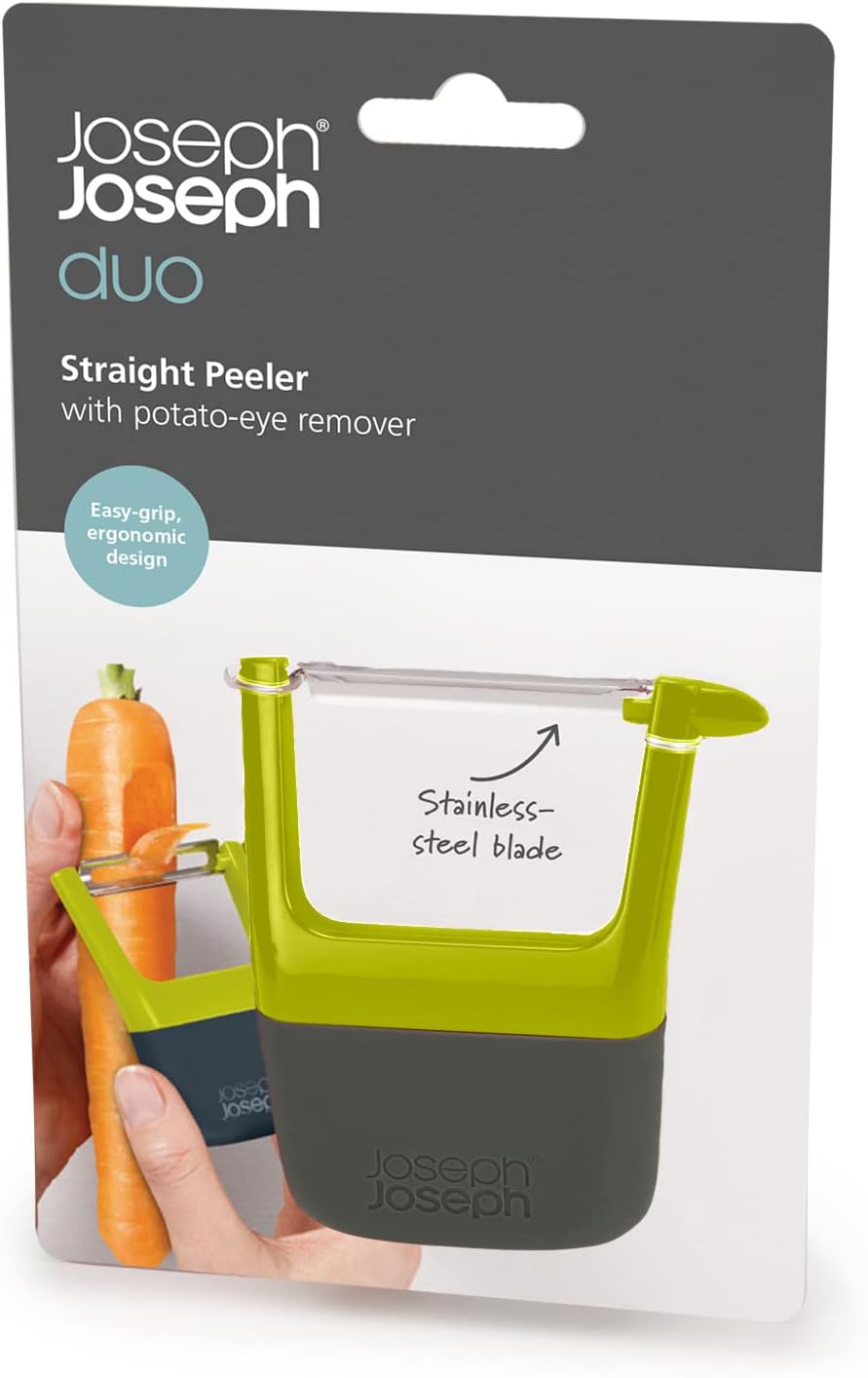 Joseph Joseph Duo Easy-Grip Julienne Peeler, Vegetable Kitchen Peeler and Potato-Eye Remover, Dark Opal