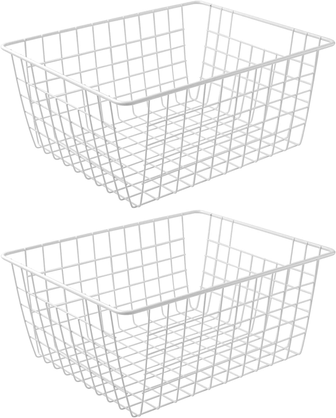 11" Upright Freezer Storage Baskets, Black Wire Storage Bins Small Bakset for Freezer, Pantry, Bathroom Organizing, Set of 2
