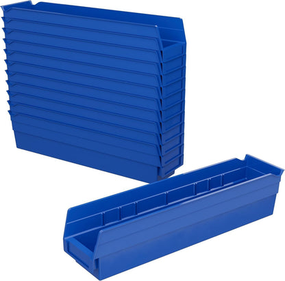 Akro-Mils 30128 Plastic Shelf Bins, Heavy Duty Storage Bins for Garage, Closet, and Drawer Organization, 457 x 102 x 102 Mm, Clear, 12 Count