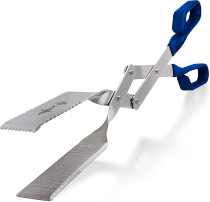 Steak Grill Tongs - 17 inch Red. Professional outdoor grilling utensil. Long reach Barbeque Grilling Tongs. Ideal for steak, fish, burger, and sausage