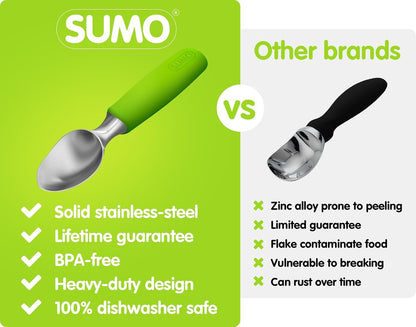 SUMO Stainless Steel Ice Cream Scoop with Ergonomic Handle - Green