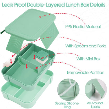 Insulated Lunch Bag for Boys Girls with 10oz Thermo, with 6 Compartment Bento Box, Black Nylon Preppy Lunch Box Adjustable Strap for Boy Girl Kids Teens School Travel Picnic