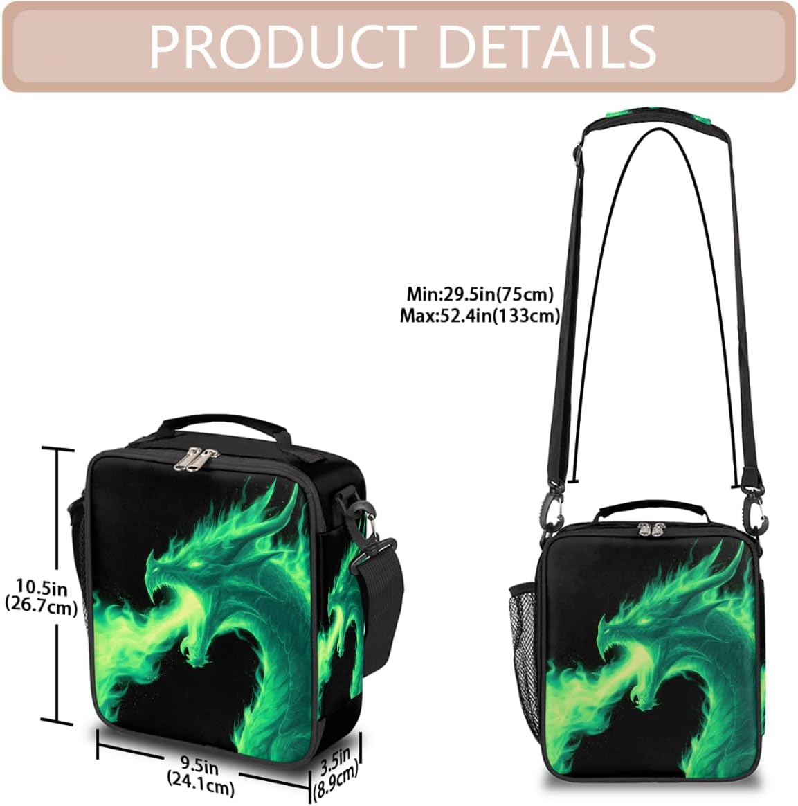cfpolar Skull Skateboard Lunch Box for Boys Girls, Insulated Lunch Bags for Kids Reusable Mini Cooler Lunch Tote Lunchbox Thermal Meal Tote Kit with Shoulder Strap for Work School Picnic