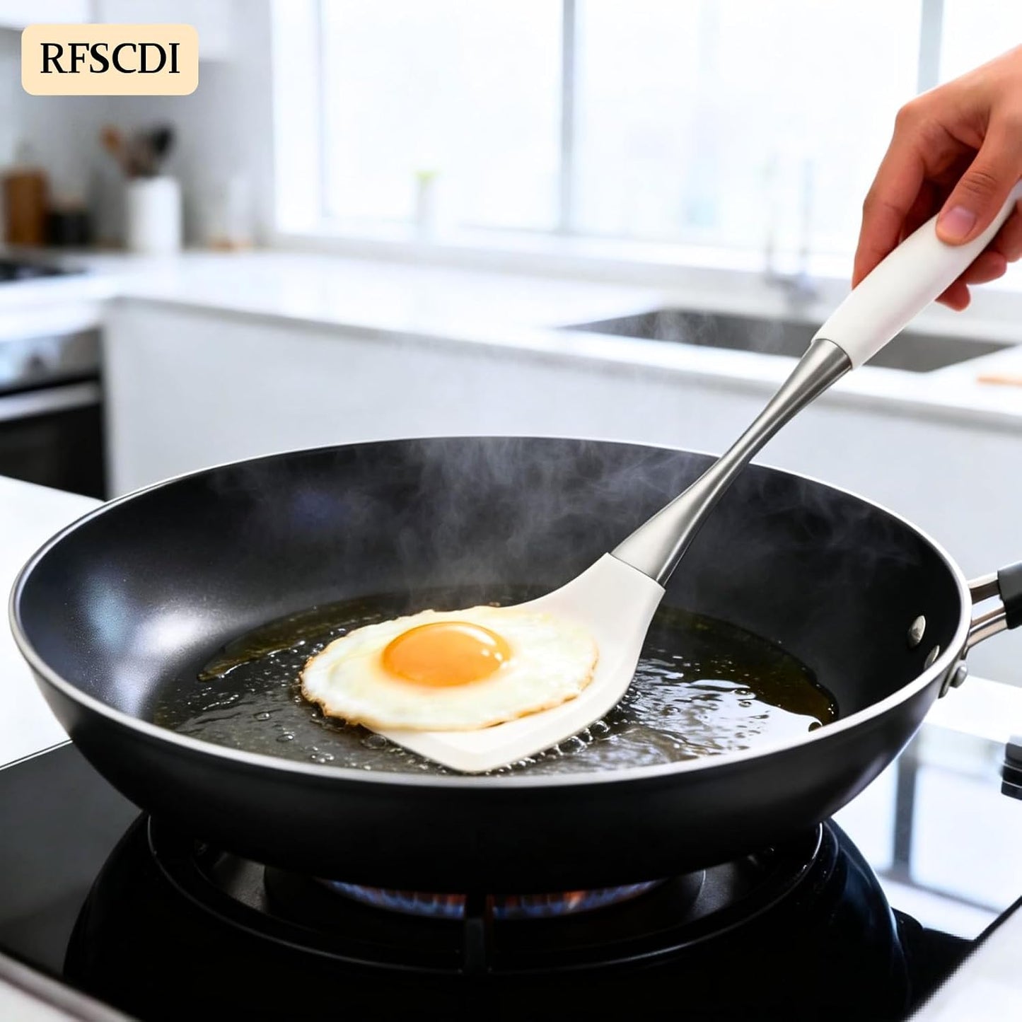 White Silicone Cooking Utensils Set-Non-Toxic, Heat Resistant, BPA Free Kitchen Utensils Set with Spatula, Spoon, Whisk & Tongs-Non-Stick& Dishwasher Safe for Nonstick Cookware