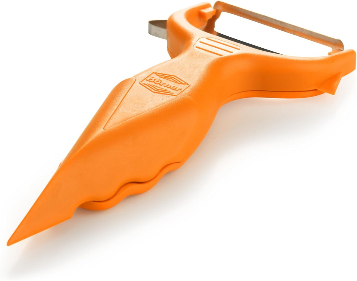 Börner Vegetable Peeler (6-in-1) • Garnishing Peeler with Grater • Multifunctional Peeler for Fruits & Vegetables • Fruit Peeler, Universal Peeler, Potato Peeler • Color: White