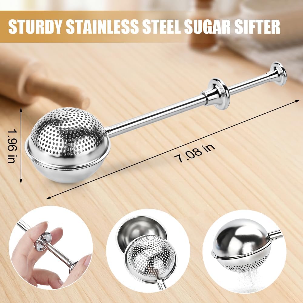 2PCS Flour Duster for Bread Baking, Premium Bake Sifter Ball
