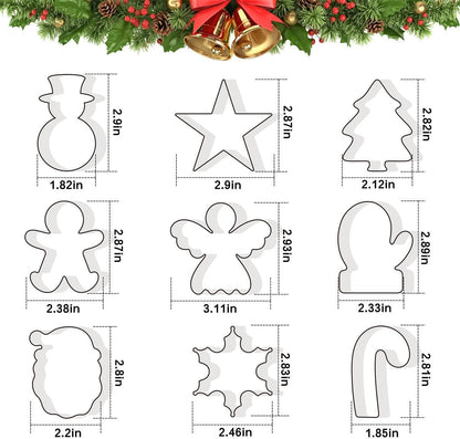 Christmas Cookie Cutters Set of 9 Pieces, Wmtidene Cookie Cutters Shapes for Winter Holiday, Metal includes Christmas Tree,Snowflake,Gingerbread Men,Angel,Star,Mitten,Candy Cane,Snowman