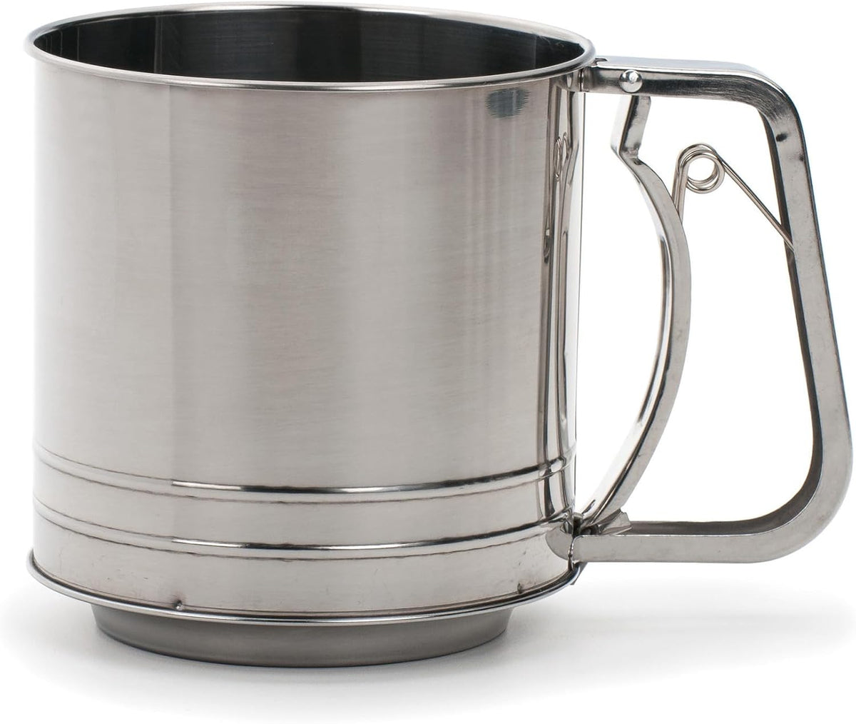 RSVP International Endurance® Stainless Steel Vintage One-Hand Sifter, 1 Cup | Top Cakes, Sift Flour, Marinade BBQ & More | Dishwasher Safe | Powder Sugar, Sift Flour, Spread Toppings & More