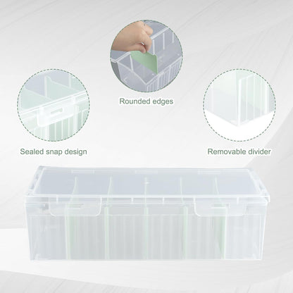3Pcs Plastic Storage Bins, Clear Plastic Organizer Box with Dividers, with 5 Dividers, Dust-Proof And Moisture-Proof, Easy to Take, for Storing Cards, Jewelry, Crafts(9.45 × 3.94 × 2.76 Inches)