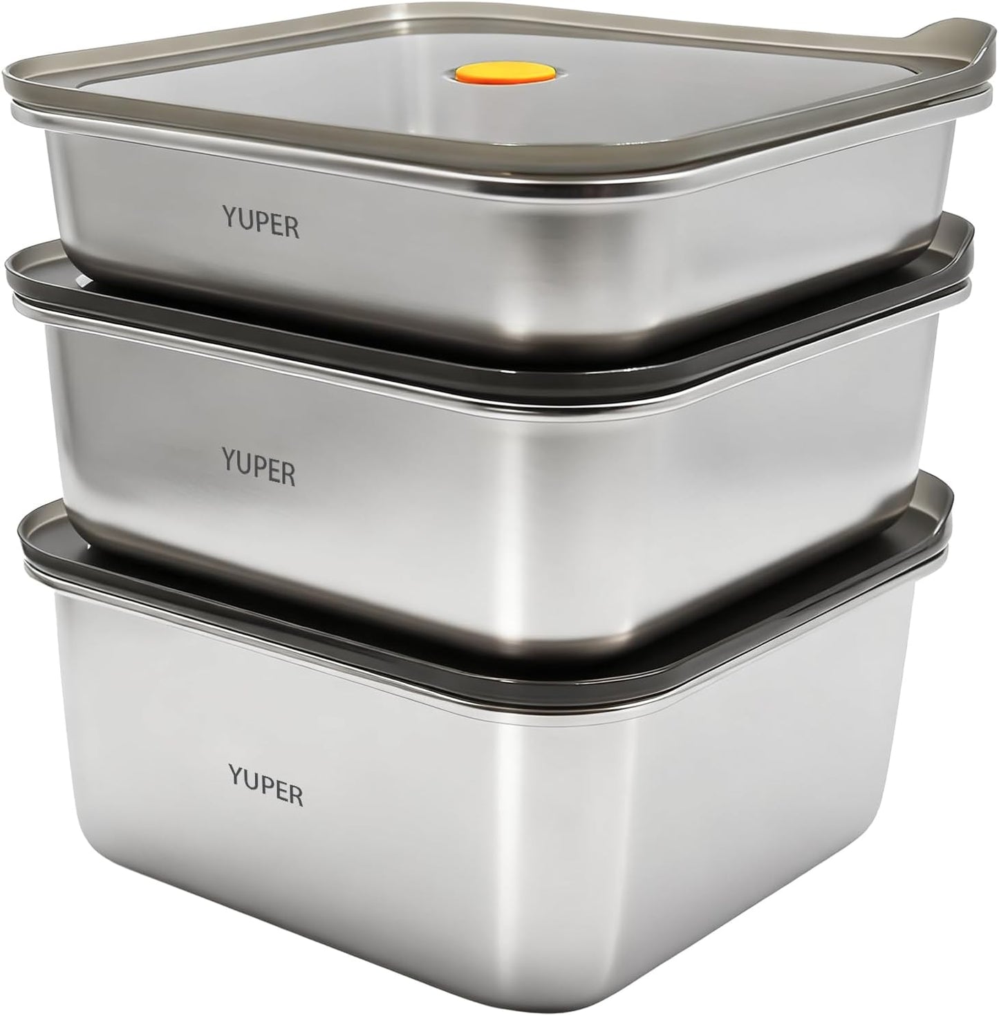 YUPER Stainless Steel Food Storage Containers, Large Meal Prep Container Sets with Lids, BPA Free, Leak Proof & Airtight, Microwave, Dishwasher, Fridge, Freezer & Oven Safe, 3 Pack (84+125+162OZ)