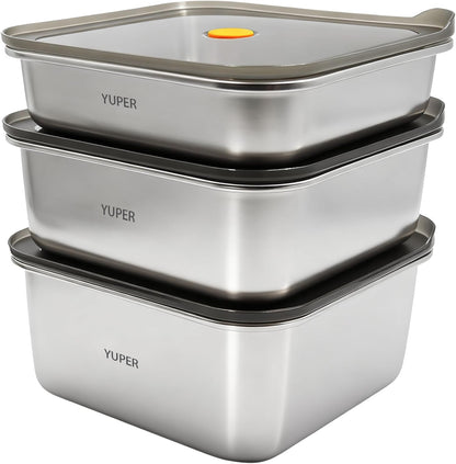 YUPER Stainless Steel Food Storage Containers, Large Meal Prep Container Sets with Lids, BPA Free, Leak Proof & Airtight, Microwave, Dishwasher, Fridge, Freezer & Oven Safe, 3 Pack (84+125+162OZ)