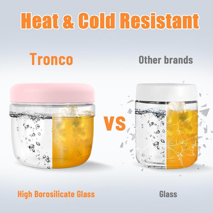 Tronco 24 oz Glass Food Storage Containers with Lids, Airtight, Leak & Spill Proof Glass Lunch Bowls for Meal Prep, Salad, Yogurt, Soup & Stew, Microwave & Dishwasher Safe, BPA-Free, Set of 1