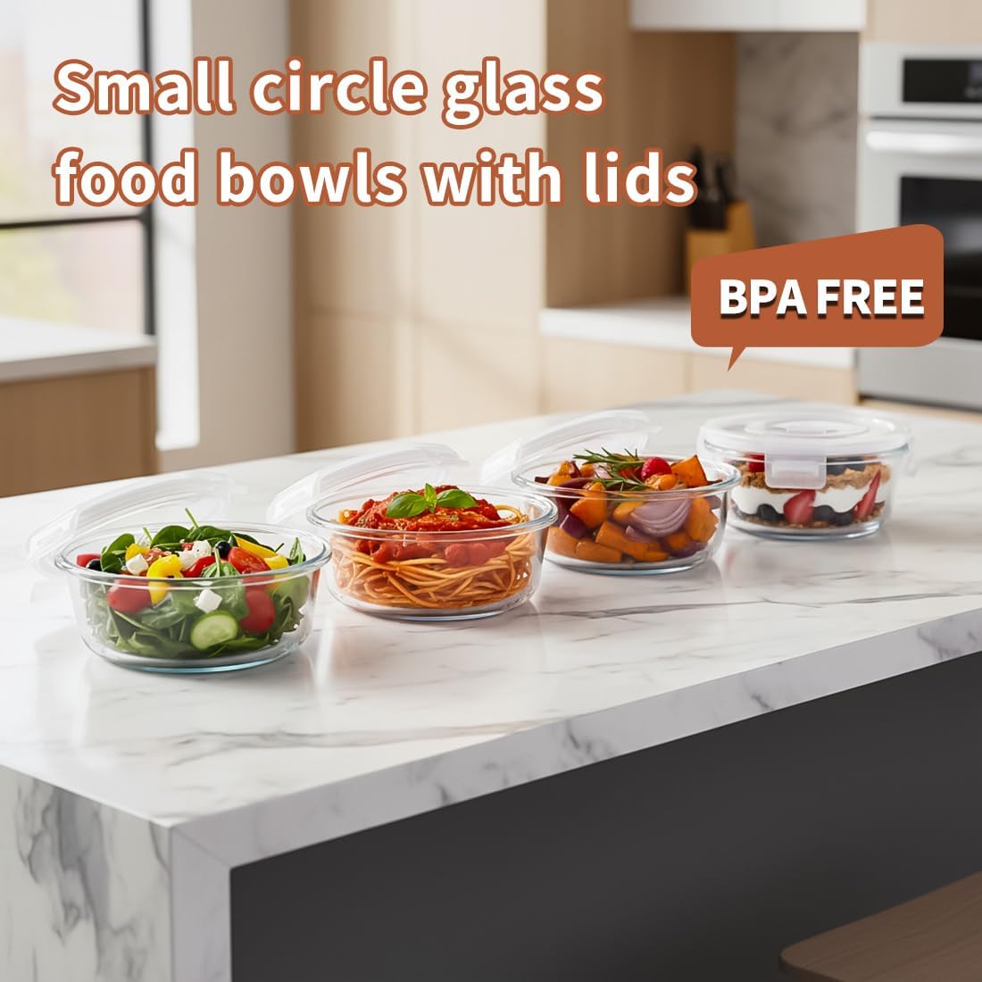 16oz Square Glass Food Storage Containers With Lids, 2 Cup Square Glass Food Containers With Lids, BPA free Small Meal Prep Bowls for leftovers, Dishwasher, Freezer Safe (8Pack)
