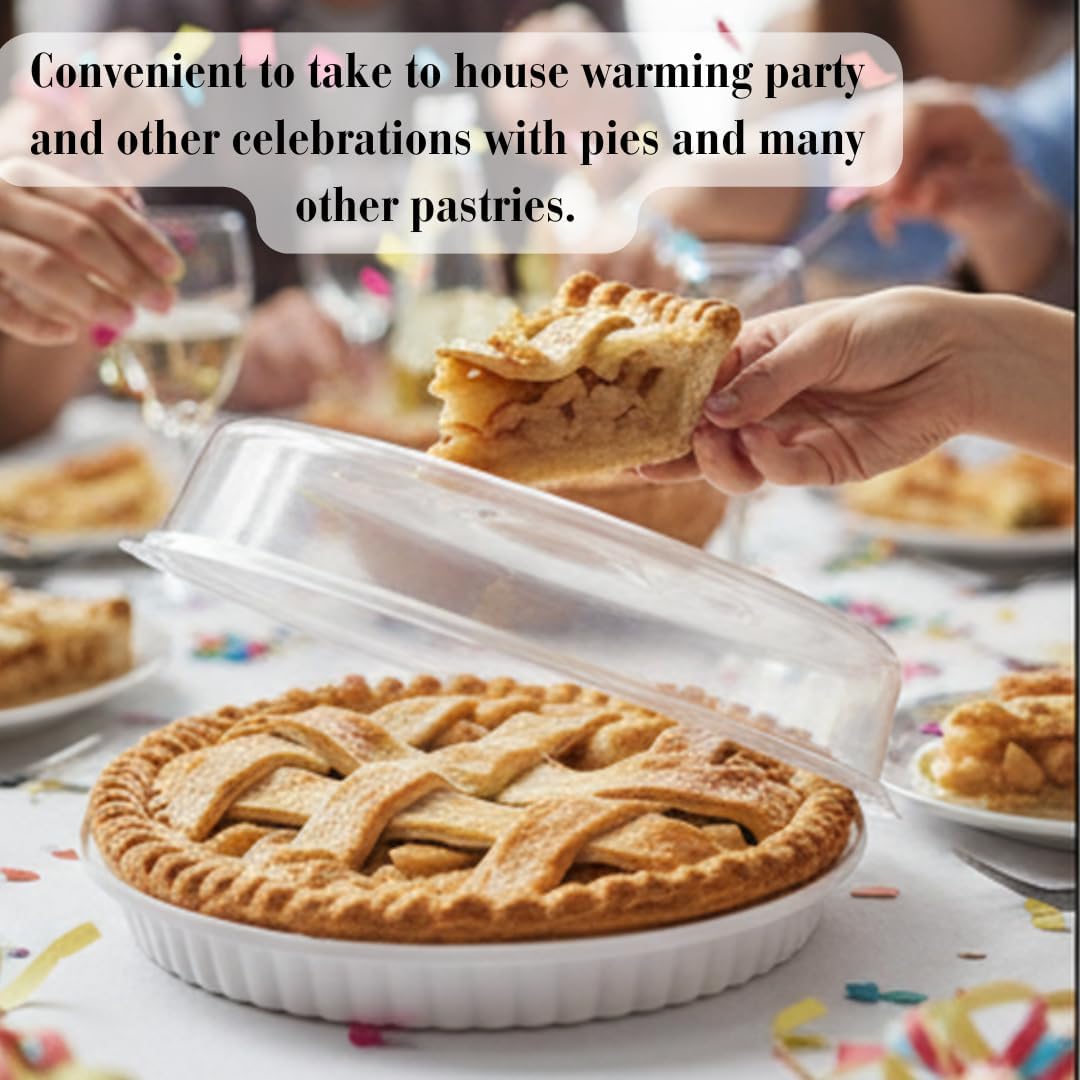 1-ct - Reusable Pie Container With Lid, 9" (Clear Lid) Transparent Pie Carrier Pastry Storage Durable Plastic Food Cakes Tarts & Desserts Container with Secure Lid for Transport & Storage