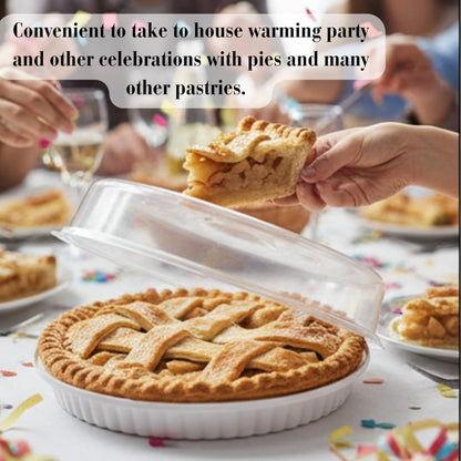 1-ct - Reusable Pie Container With Lid, 9" (Clear Lid) Transparent Pie Carrier Pastry Storage Durable Plastic Food Cakes Tarts & Desserts Container with Secure Lid for Transport & Storage