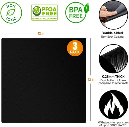 Toaster Oven Liners Reusable for Ninja Air Fryer Bottom Heat Resistant Mat 3 Pack, Oven Rack Shields Extra Long 22” Red 2 Pack, Heavy Duty Nonstick Square Air-Fryer Mats & Silicone Rack Covers